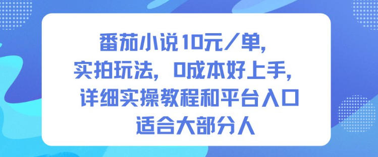 番茄小说10米每单，实拍玩法，0成本好上手，详细实操教程和平台入口适合大部分人-赛德副业库