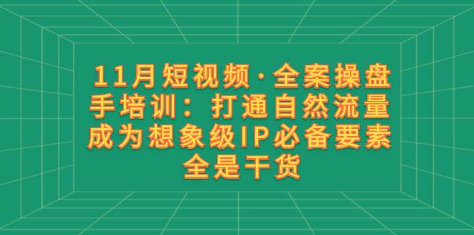 （8182期）11月短视频·全案操盘手培训：打通自然流量 成为想象级IP必备要素 全是干货-赛德副业库