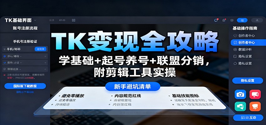 TK变现全攻略：学基础+起号养号+联盟分销，附剪辑工具实操-赛德副业库