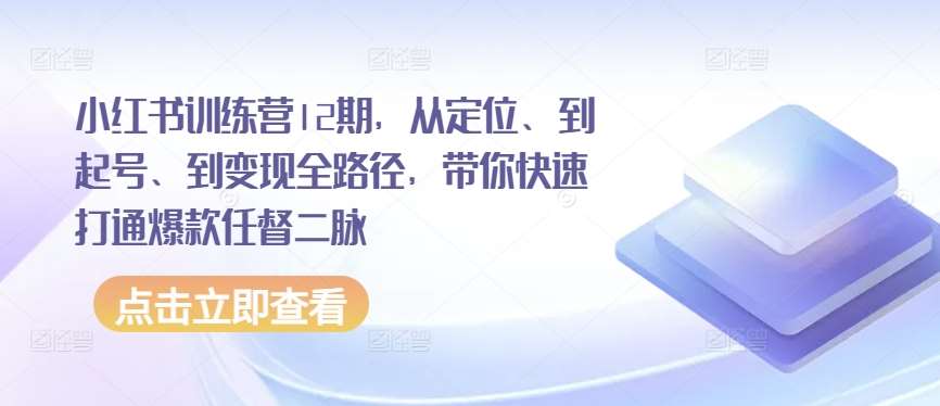 小红书训练营12期，从定位、到起号、到变现全路径，带你快速打通爆款任督二脉-赛德副业库