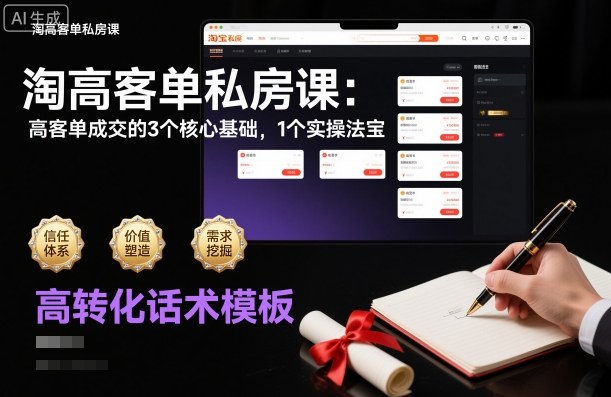 淘高客单私房课：高客单成交的3个核心基础，1个实操法宝-赛德副业库