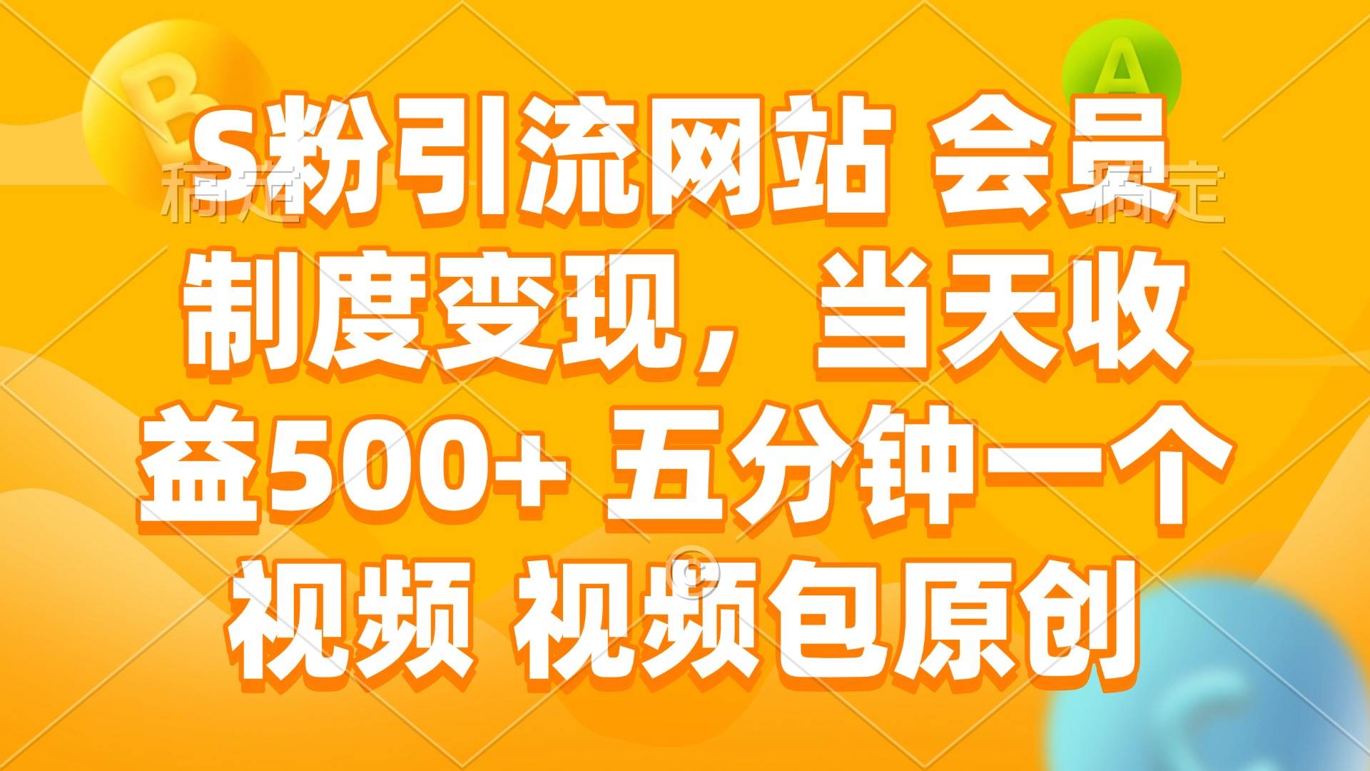 (14129期)S粉引流网站 会员制度变现,当天收益500+ 五分钟一个视频 视频包原创-赛德副业库