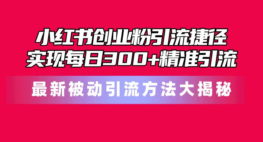 （10692期）小红书创业粉引流捷径！最新被动引流方法大揭秘，实现每日300+精准引流-赛德副业库