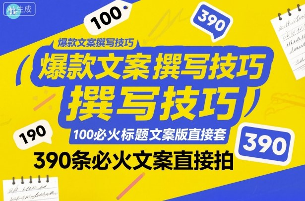 爆款文案撰写技巧，100个必火标题文案模版直接套，390条必火文案直接拍-赛德副业库