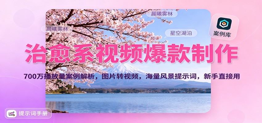 治愈系视频爆款制作，700万播放量案例解析，图片转视频，海量风景提示词，新手直接用-赛德副业库