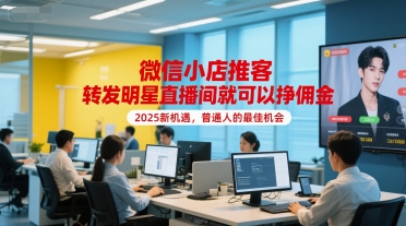 微信小店推客，转发明星直播间就可以挣佣金，2025新机遇，普通人的最佳机会-赛德副业库
