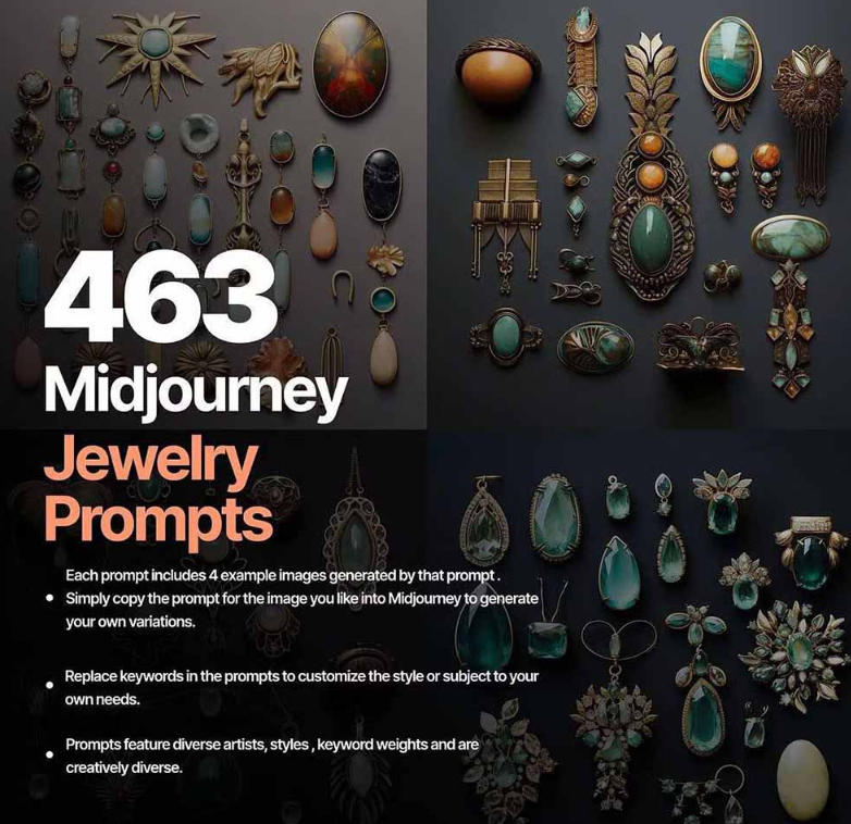 图片[2]-460+专业Midjourney珠宝摄影AI提示词戒指，项链-耳环-手链-宝石等，立即开始创作珠宝艺术-赛德副业库