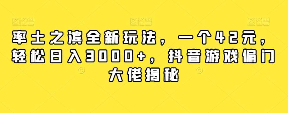率土之滨全新玩法，一个42元，轻松日入3000+，抖音游戏偏门大佬揭秘-赛德副业库