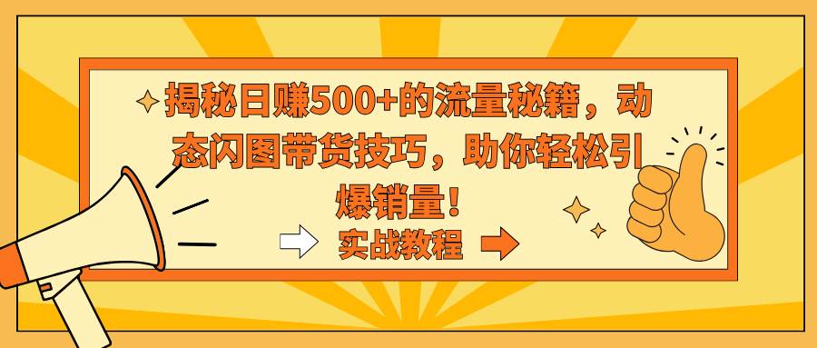 (9058期)揭秘日赚500+的流量秘籍,动态闪图带货技巧,助你轻松引爆销量!-赛德副业库
