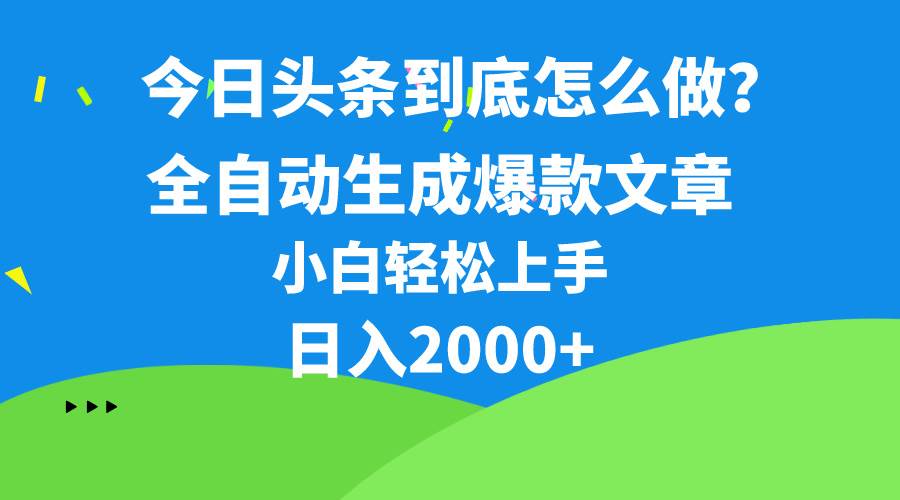 （10541期）今日头条最新最强连怼操作，10分钟50条，真正解放双手，月入1w+-赛德副业库