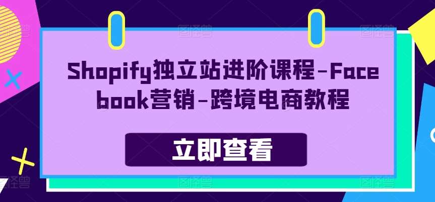 Shopify独立站进阶课程-Facebook营销-跨境电商教程-赛德副业库