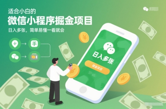 适合小白的微信小程序掘金项目，日入多张，简单易懂一看就会【揭秘】-赛德副业库