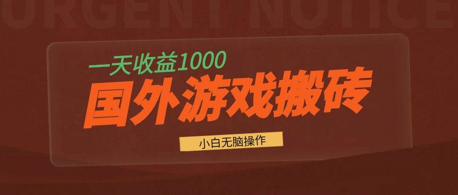 （13321期）国外游戏全自动搬砖，一天收益1000+ 小白无脑操作-赛德副业库