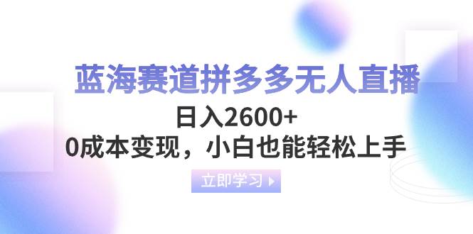 （8331期）蓝海赛道拼多多无人直播，日入2600+，0成本变现，小白也能轻松上手-赛德副业库