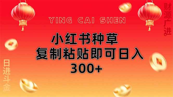 （14350期）小红书种草无脑操作复制粘贴即可日入300+-赛德副业库