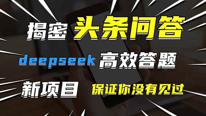 (14480期)头条问答,刚出的新玩法!保证你没见过!用DeepSeek去高效答题,一个账...-赛德副业库
