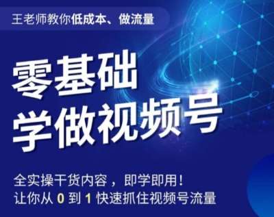 王老师教你低成本、做流量，零基础学做视频号，0-1快速抓住视频号流量-赛德副业库