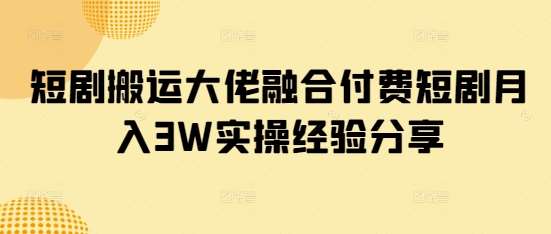 短剧搬运大佬融合付费短剧月入3W实操经验分享-赛德副业库