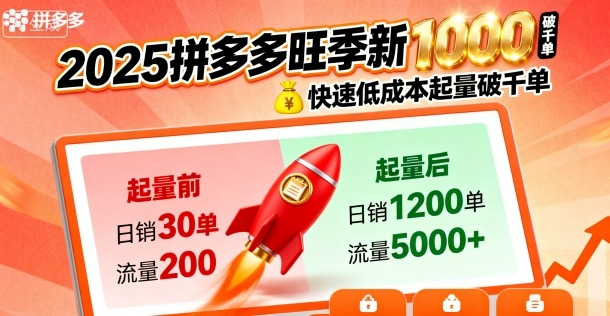 2025拼多多旺季新老店铺——快速低成本起量破千单-赛德副业库