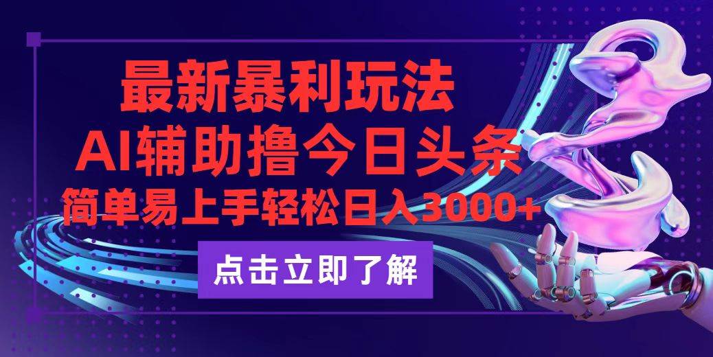 （12502期）今日头条最新玩法最火，动手不动脑，简单易上手。轻松日入3000+-赛德副业库