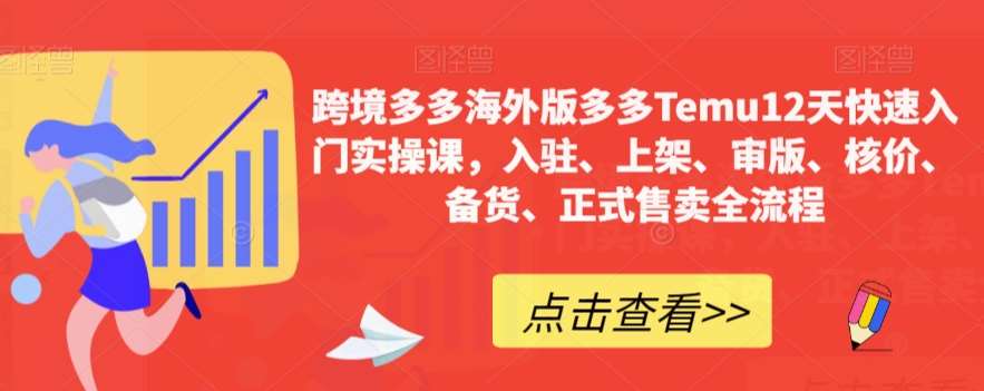 跨境多多海外版多多Temu12天快速入门实操课,入驻、上架、审版、核价、备货、正式售卖全流程-赛德副业库