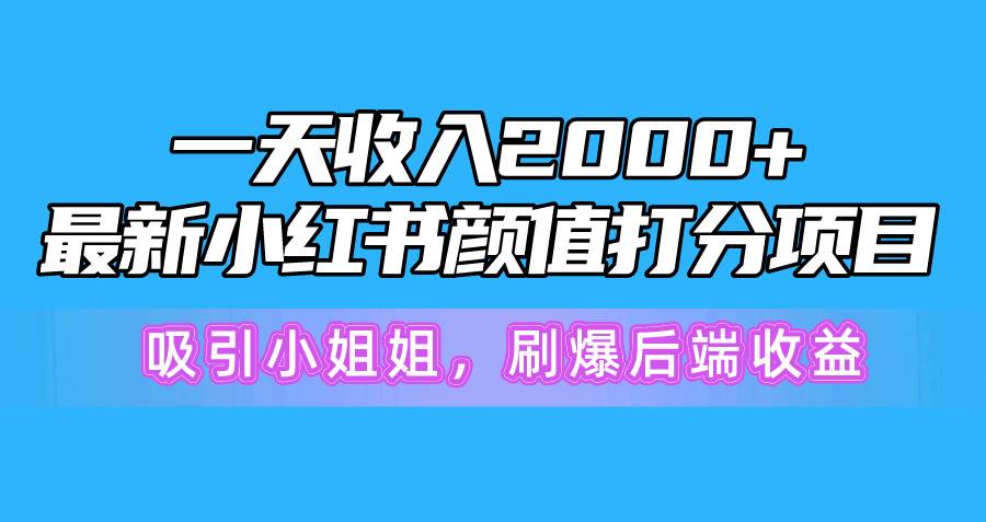 （10187期）一天收入2000+，最新小红书颜值打分项目，吸引小姐姐，刷爆后端收益-赛德副业库