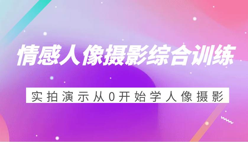 情感人像摄影综合训练，实拍演示从0开始学人像摄影（24节）-赛德副业库