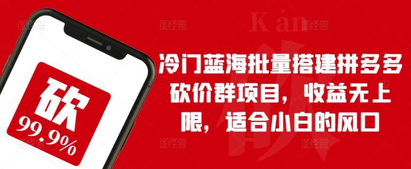 冷门蓝海批量搭建拼多多砍价群项目，收益无上限，适合小白的风口【揭秘】-赛德副业库