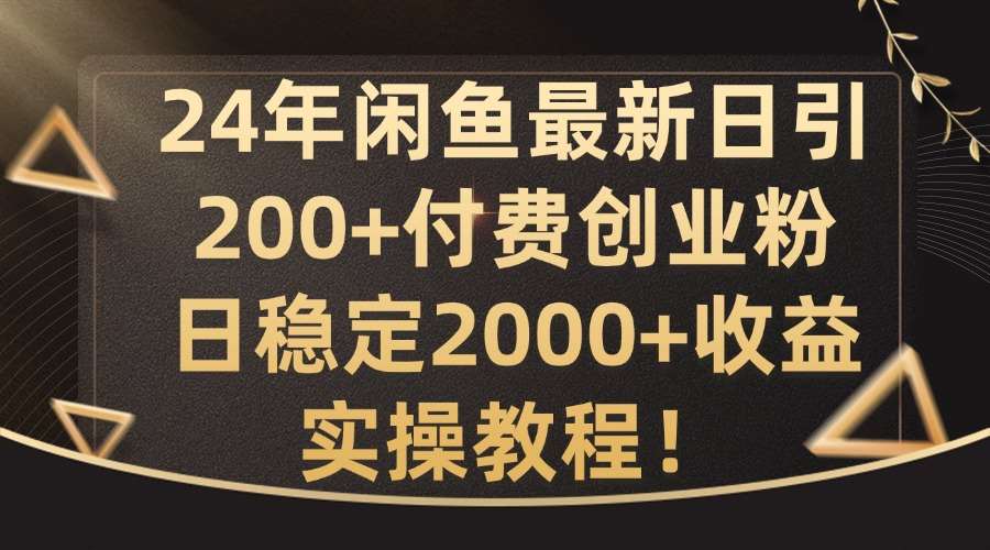 24年闲鱼最新日引200+付费创业粉日稳2000+收益，实操教程【揭秘】-赛德副业库