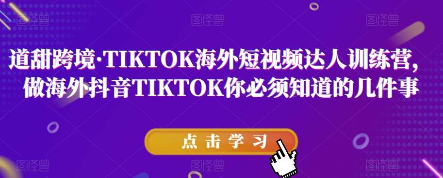 道甜跨境·TIKTOK海外短视频达人训练营，做海外抖音TIKTOK你必须知道的几件事-赛德副业库