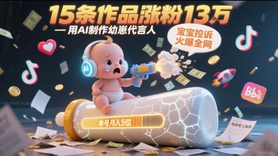 用AI制作幼崽代言人，宝宝的控诉火爆全网，15条作品涨粉13W，单号月入5位数实操教程-赛德副业库
