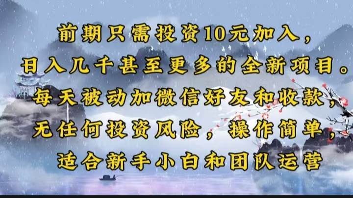 (14047期)前期只需投资10元加入,日入几千甚至更多的全新项目。每天被动加微信好...-赛德副业库