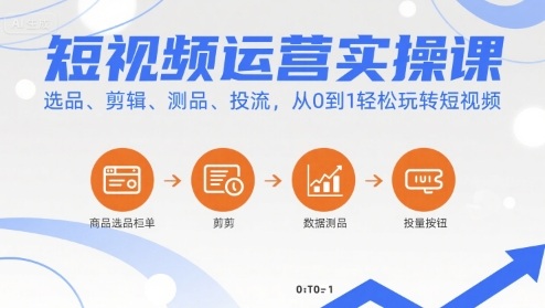 短视频运营实操课，选品、剪辑、测品、投流，从0到1轻松玩转短视频-赛德副业库