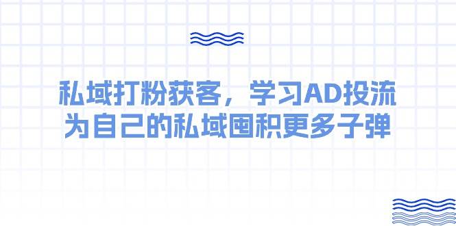（10728期）某收费课：私域打粉获客，学习AD投流，为自己的私域囤积更多子弹-赛德副业库