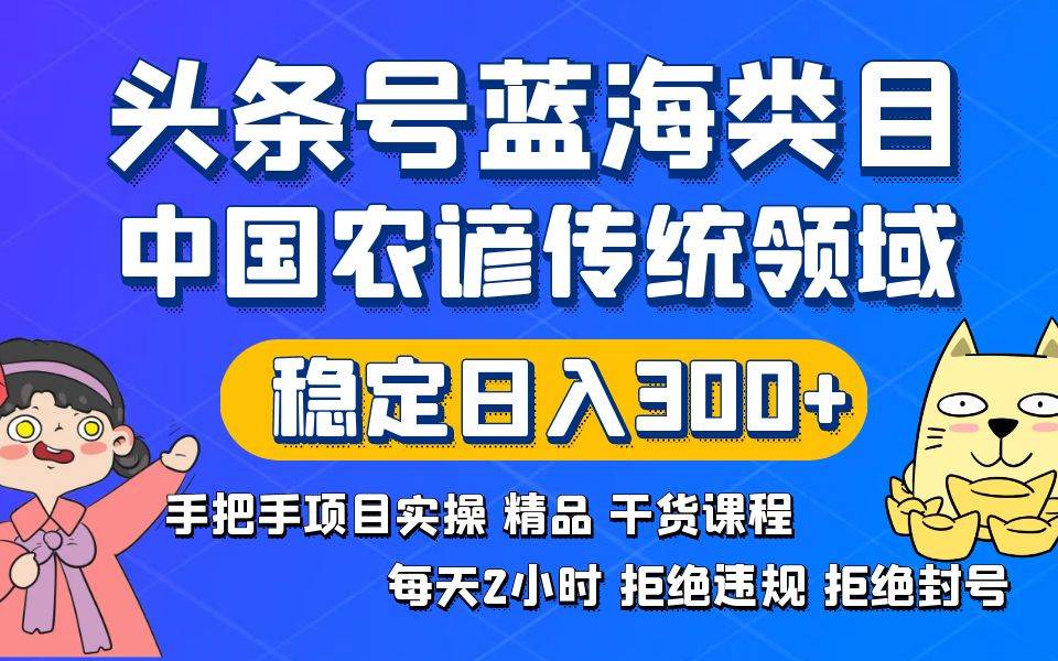 (8595期)头条号蓝海类目传统和农谚领域实操精品课程拒绝违规封号稳定日入300+-赛德副业库
