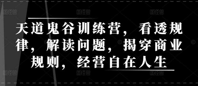 天道鬼谷训练营,看透规律,解读问题,揭穿商业规则,经营自在人生-赛德副业库
