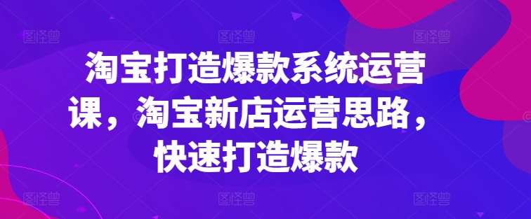 淘宝打造爆款系统运营课，淘宝新店运营思路，快速打造爆款-赛德副业库