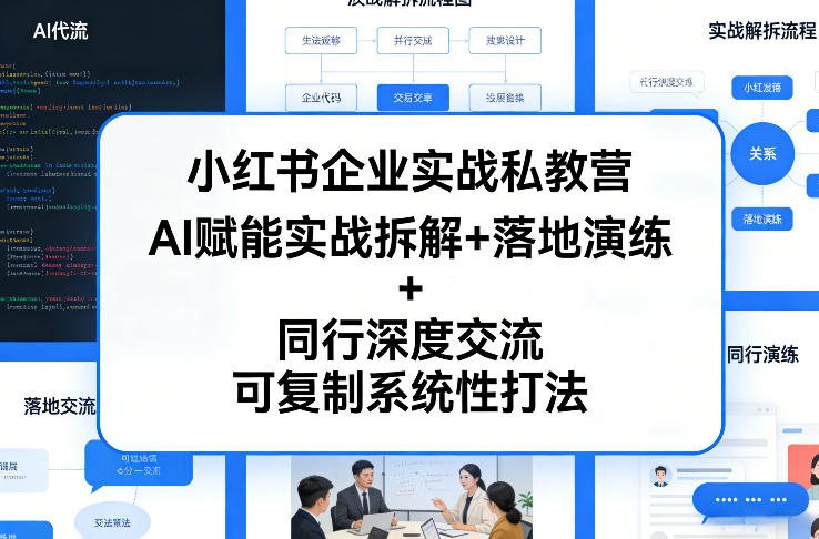 小红书企业实战私教营，AI赋能实战拆解+落地演练+同行深度交流，可复制系统性打法-赛德副业库