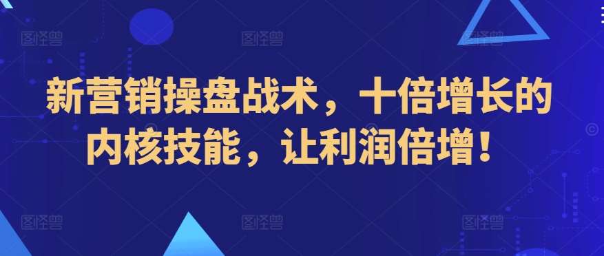 新营销操盘战术，十倍增长的内核技能，让利润倍增！-赛德副业库