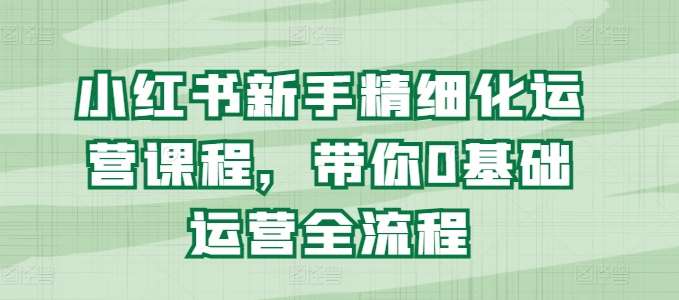小红书新手精细化运营课程，带你0基础运营全流程-赛德副业库