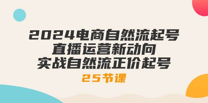 （10609期）2024电商自然流起号，直播运营新动向 实战自然流正价起号-25节课-赛德副业库