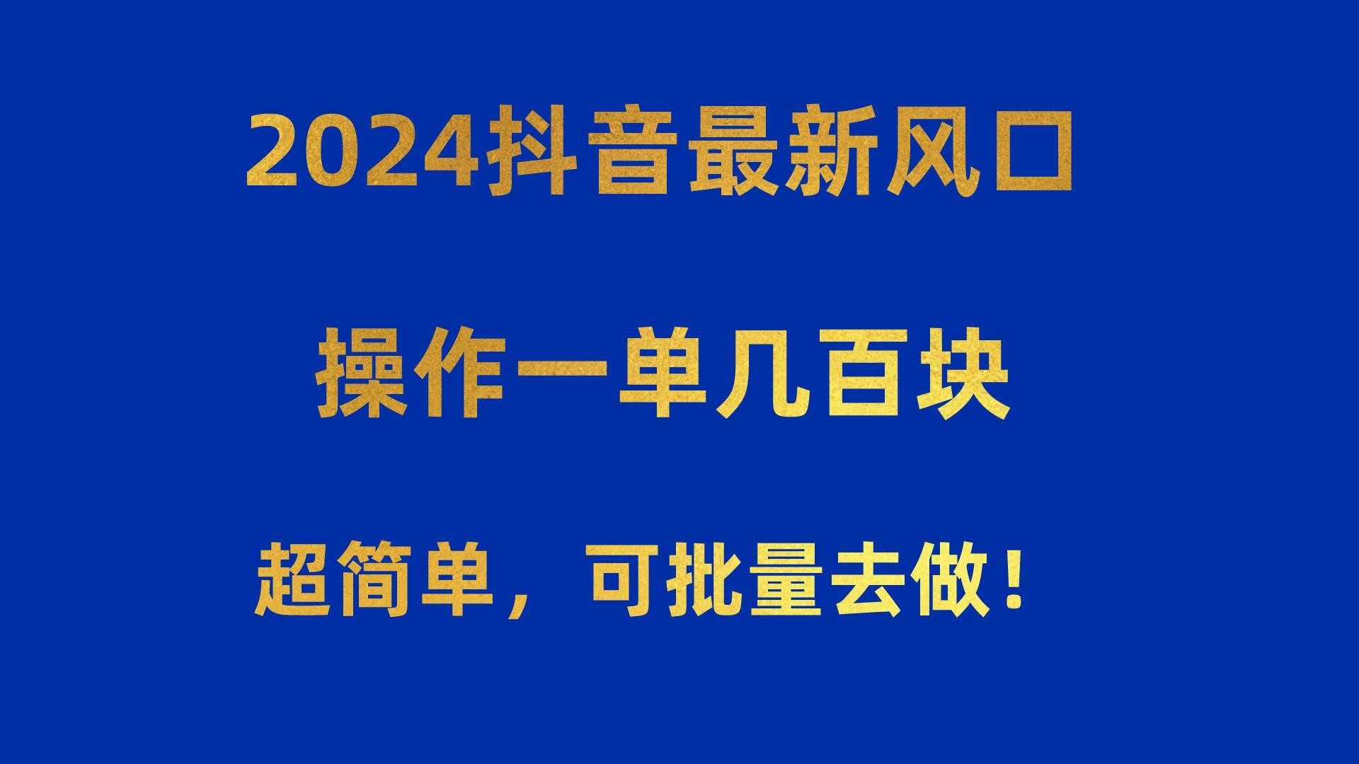 （10413期）2024抖音最新风口！操作一单几百块！超简单，可批量去做！！！-赛德副业库