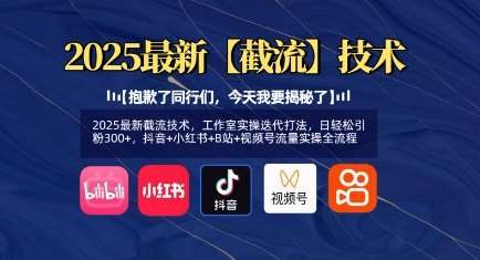 2025最新截流技术,工作室实操迭代打法,日轻松引粉300+,抖音+小红书+B站+视频号流量实操全流程-赛德副业库