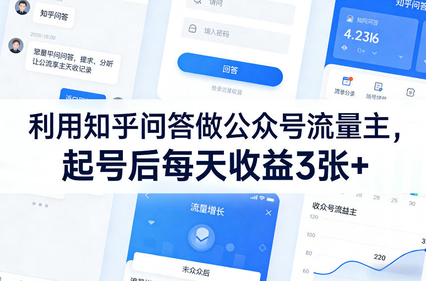利用知乎问答做公众号流量主，起号后每天收益3张+-赛德副业库