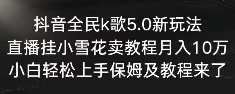 抖音全民k歌5.0新玩法，直播挂小雪花卖教程月入10万，小白轻松上手，保姆及教程来了【揭秘】-赛德副业库