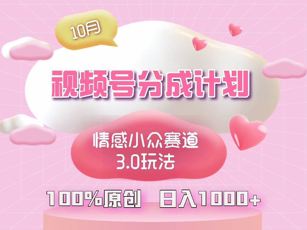 （12939期）视频号情感小众赛道3.0.纯原创视频，每天1小时，小白易上手-赛德副业库