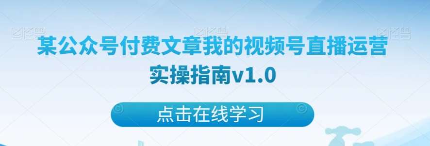 某公众号付费文章我的视频号直播运营实操指南v1.0-赛德副业库