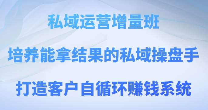 私域运营增量班，培养能拿结果的私域操盘手，打造客户自循环赚钱系统-赛德副业库