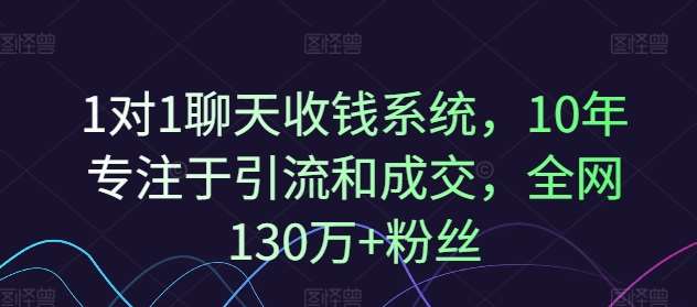 1对1聊天收钱系统，10年专注于引流和成交，全网130万+粉丝-赛德副业库