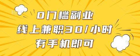 0门槛副业，线上兼职30一小时，有手机即可【揭秘】-赛德副业库